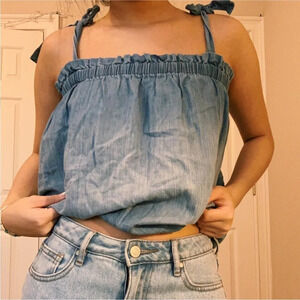 Hollister Tops and Off Shoulders denim adjustable straps soft babydoll  crop top